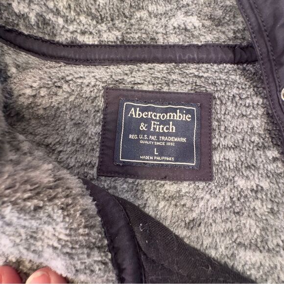 Abercrombie & Fitch fleece quilted pullover snap sweatshirt - Picture 6 of 10